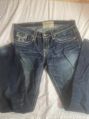 Big Star Miki Women's Jeans Size 29R Dark Wash Blue Denim Thick Stitch